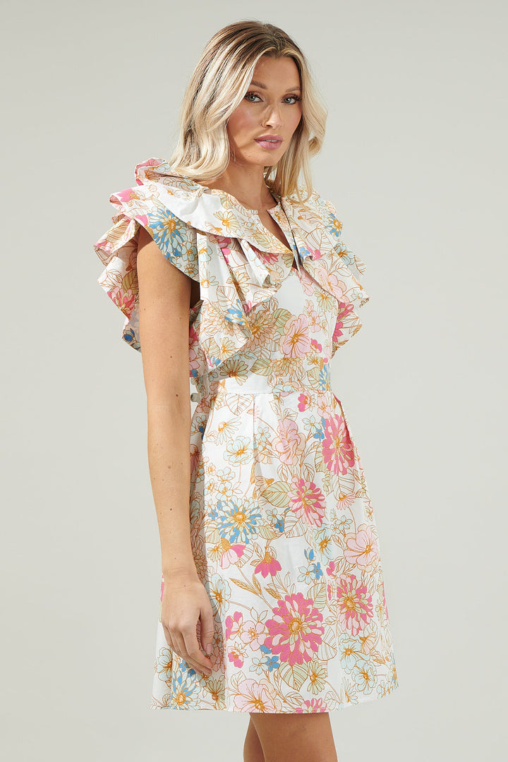 Day Lily Floral Ruffle Mini Dress