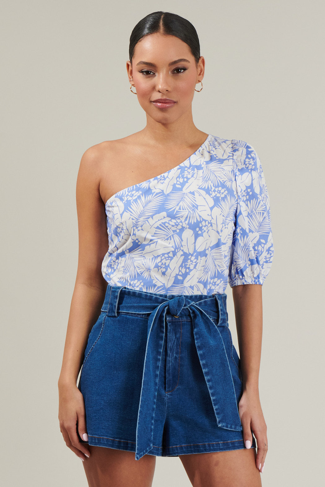 Azul Tropical One Shoulder Blouse