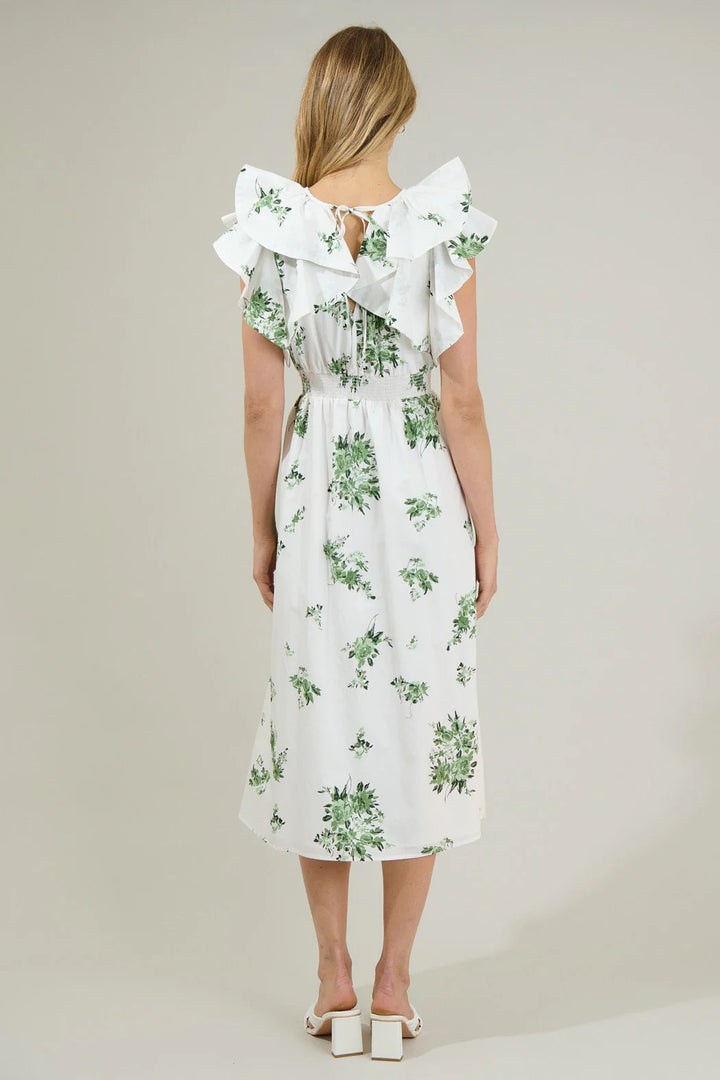 Ria Floral Santana Tie Back Midi Dress