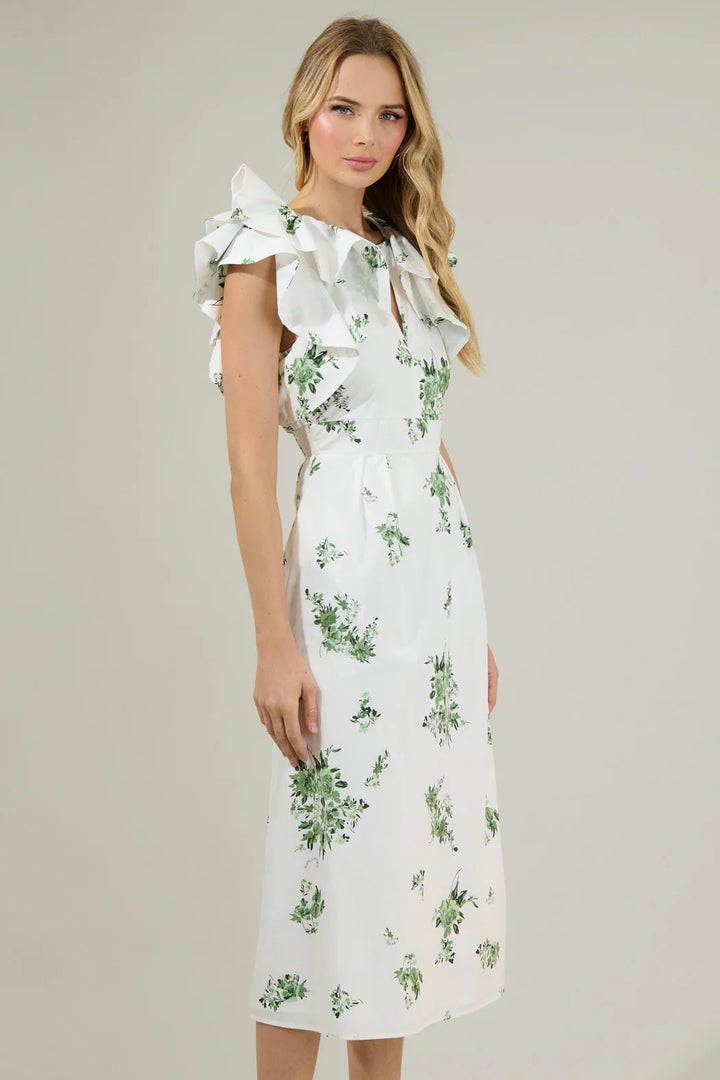 Ria Floral Santana Tie Back Midi Dress