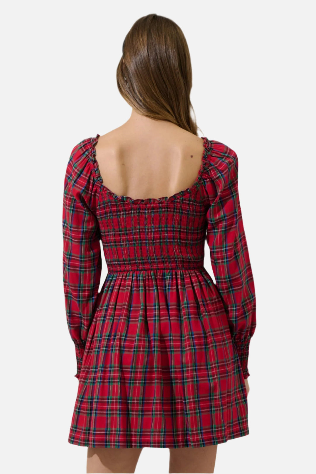 Jace Plaid Kourt Smocked Mini Dress