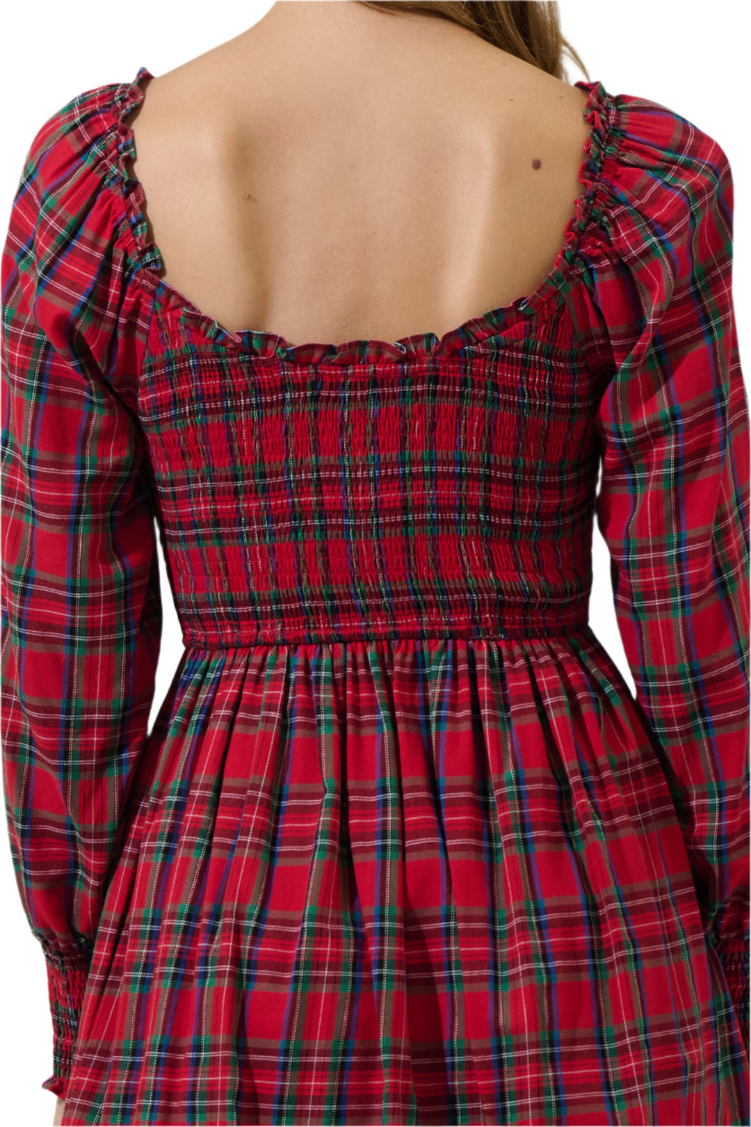 Jace Plaid Kourt Smocked Mini Dress