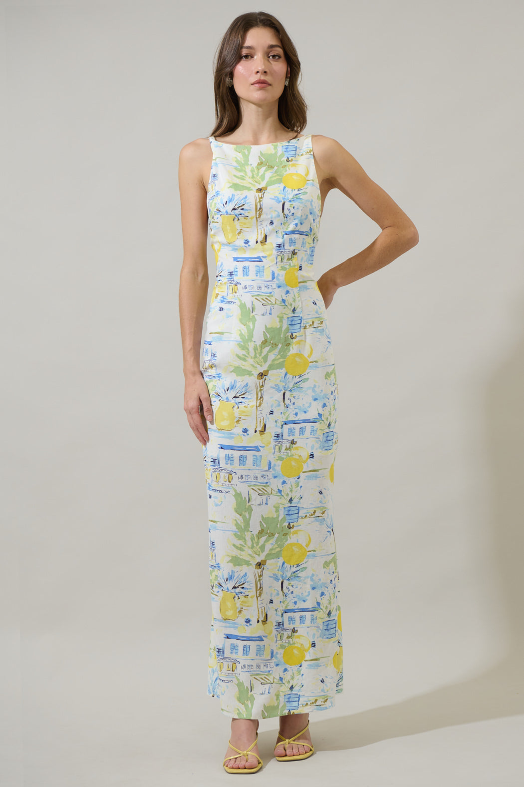Bart Town Mizie Open Back Maxi Dress - Blue Multi