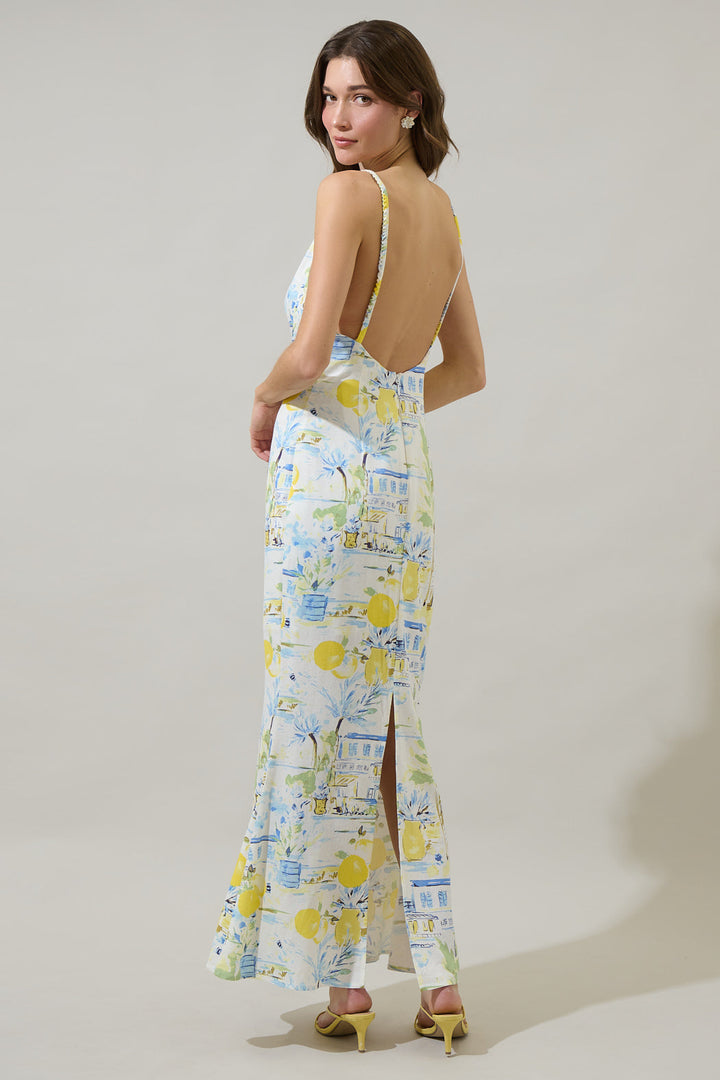 Bart Town Mizie Open Back Maxi Dress - Blue Multi