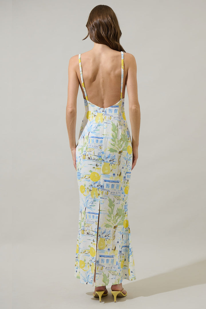 Bart Town Mizie Open Back Maxi Dress - Blue Multi