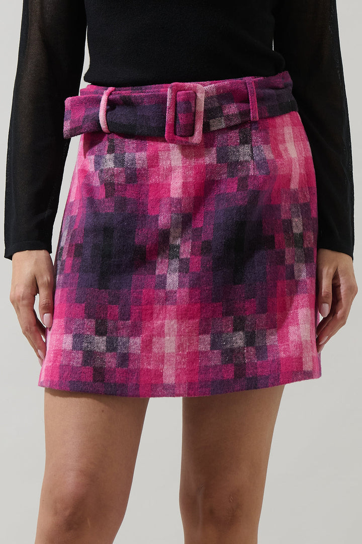 Sussane Plaid Mini Skirt - Fushcia