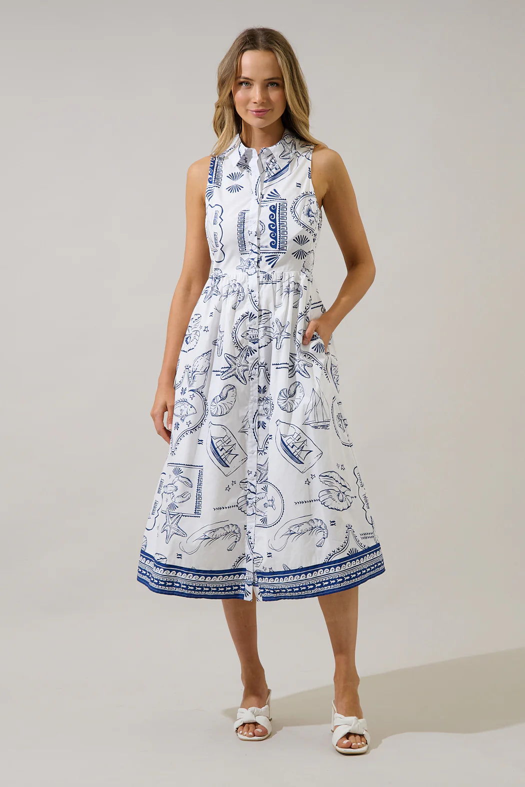 Catie Button Down Midi Dress