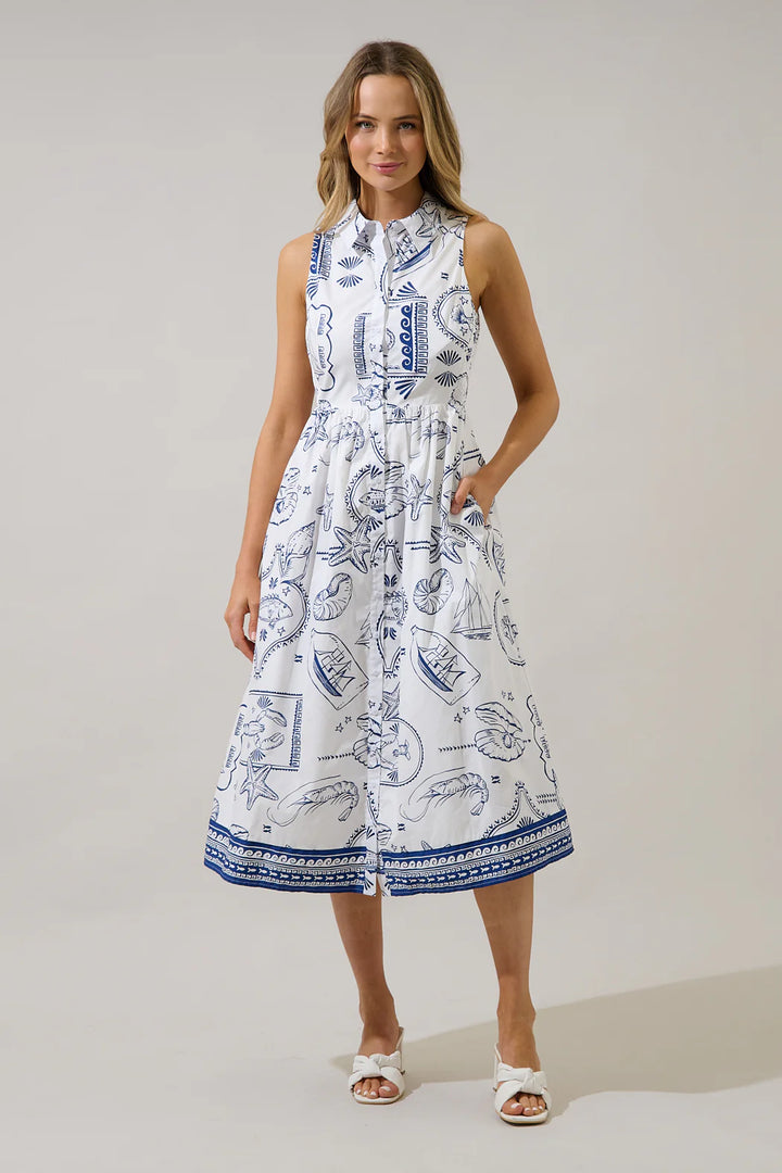 Catie Button Down Midi Dress
