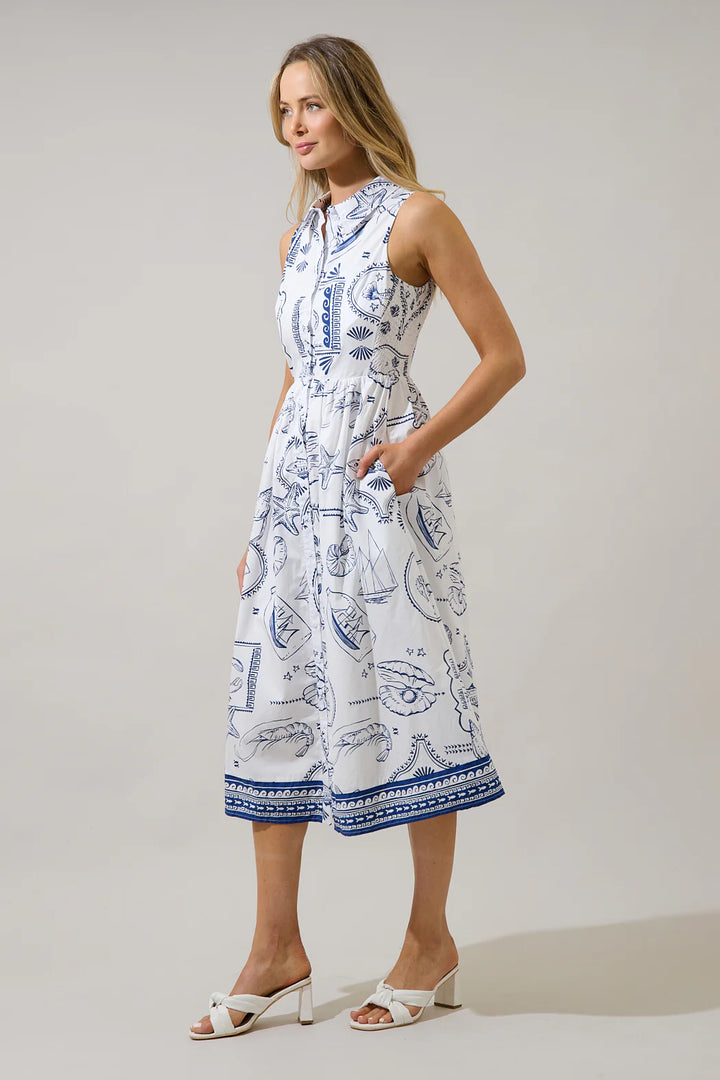 Catie Button Down Midi Dress