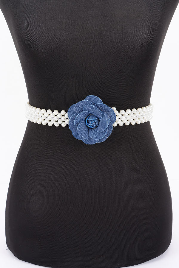 Denim Flower Buckle Belt