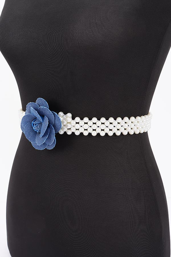Denim Flower Buckle Belt