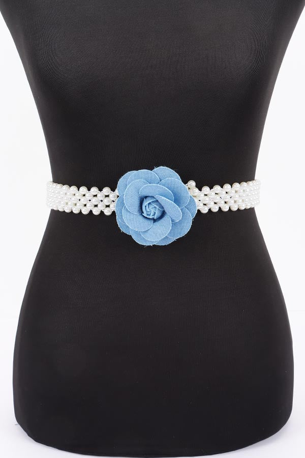 Denim Flower Buckle Belt