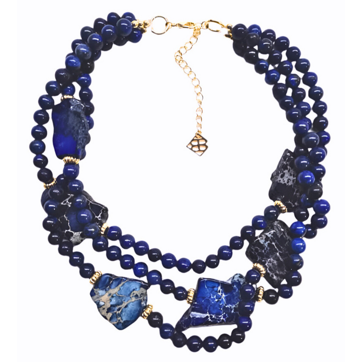 Natural Stone Necklace - Navy