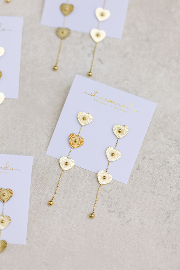 Gold Heart Duster Drop Earrings