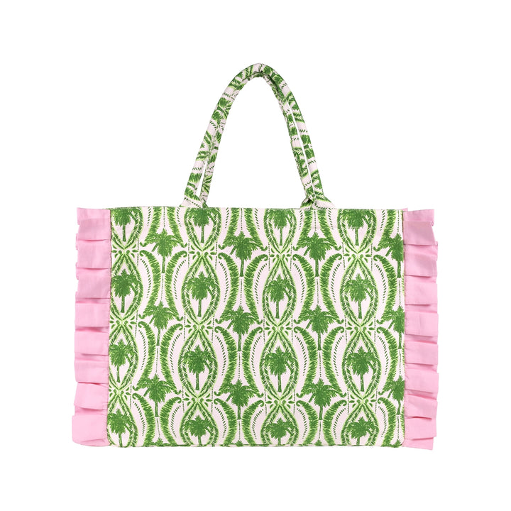 Ruffle Tote - Palm Stripe