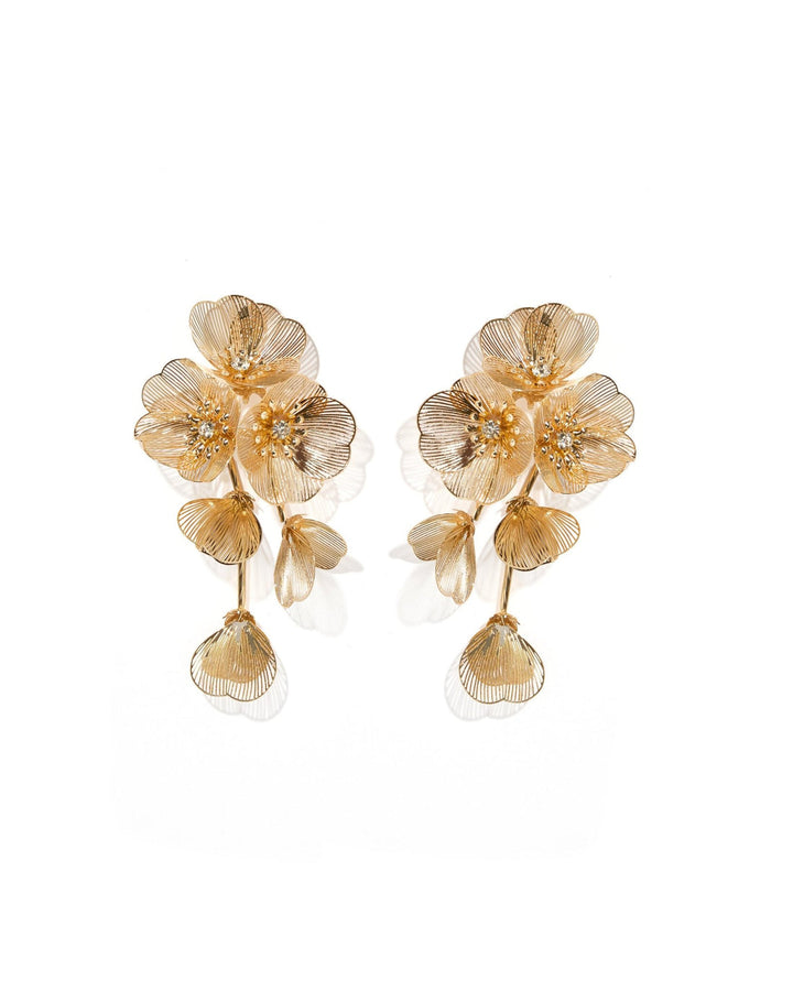 Audrey Flower Statement Earring - Gold