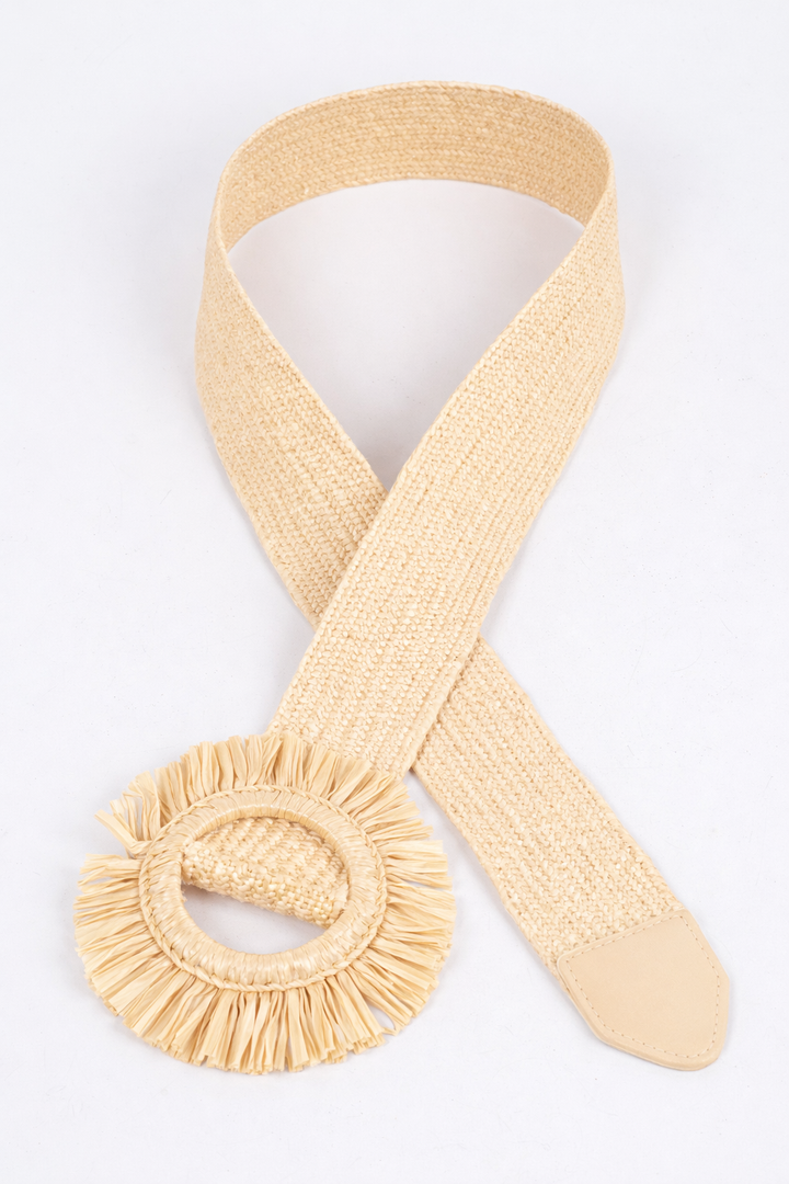 Faux Straw Elastic Belt - Ivory