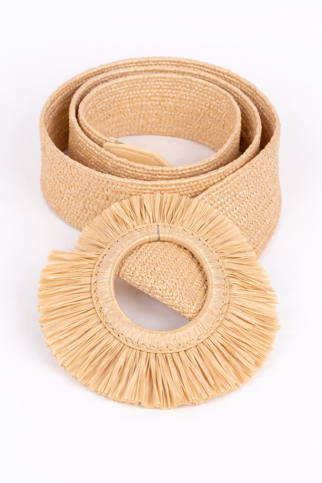 Faux Straw Elastic Belt - Khaki