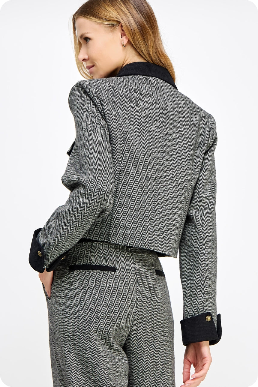 Corduroy Contrast Tweed Jacket
