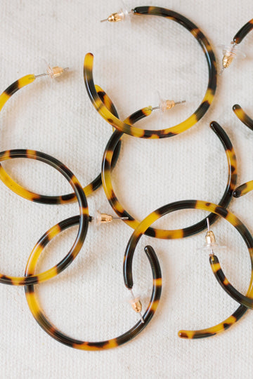 1.25" Skinny Brown Tortoise Hoops