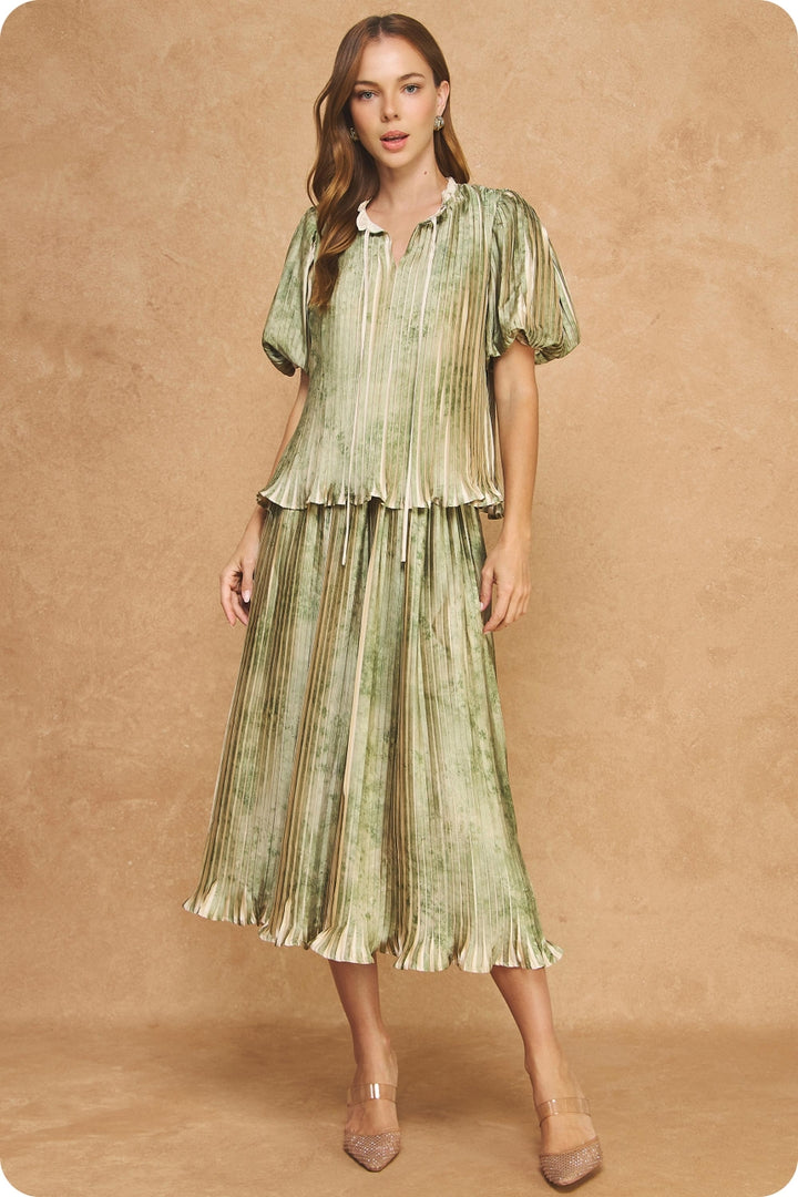 Water Color Pleated Skirt