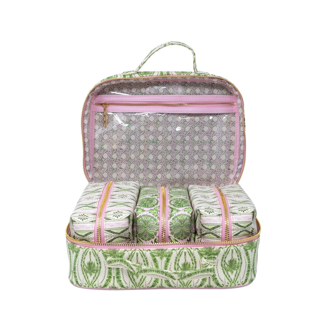 Toiletry Case - Textured Palm Stripe