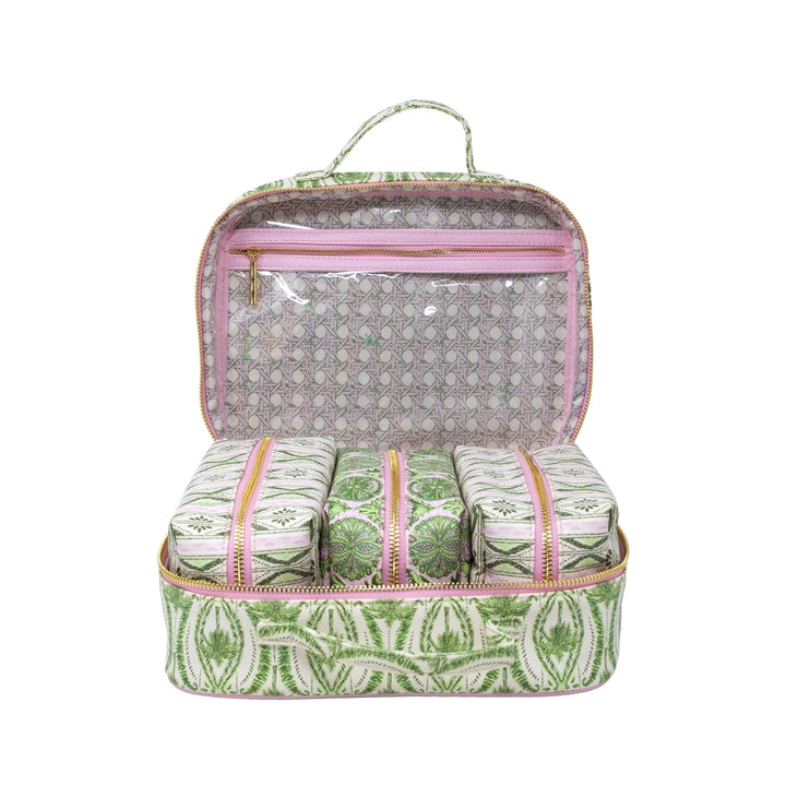 Toiletry Case - Textured Palm Stripe