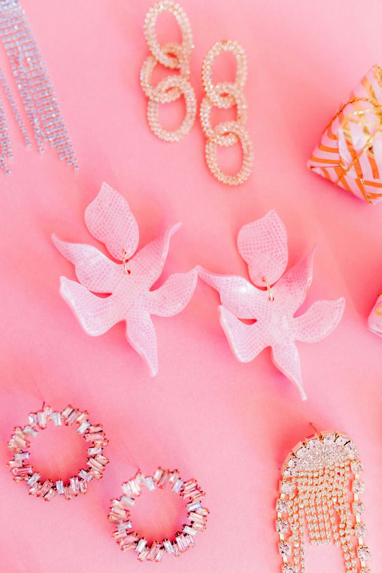 Flora Statement Earrings - Disco Pink