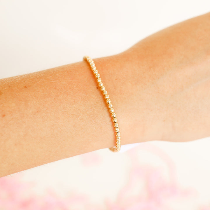 3mm Gold Beaded Bracelet