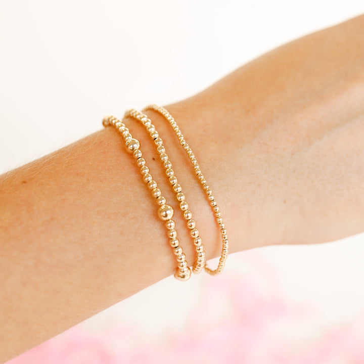 3mm Gold Beaded Bracelet