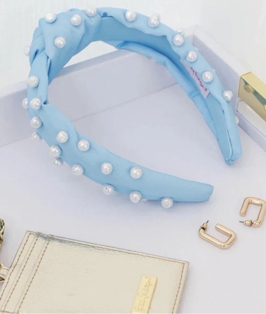 Slim Knot Embellished Headband - Hydra Blue
