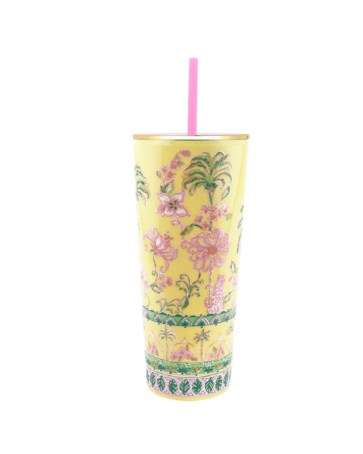 Tumbler with Straw, Tropical Oasis