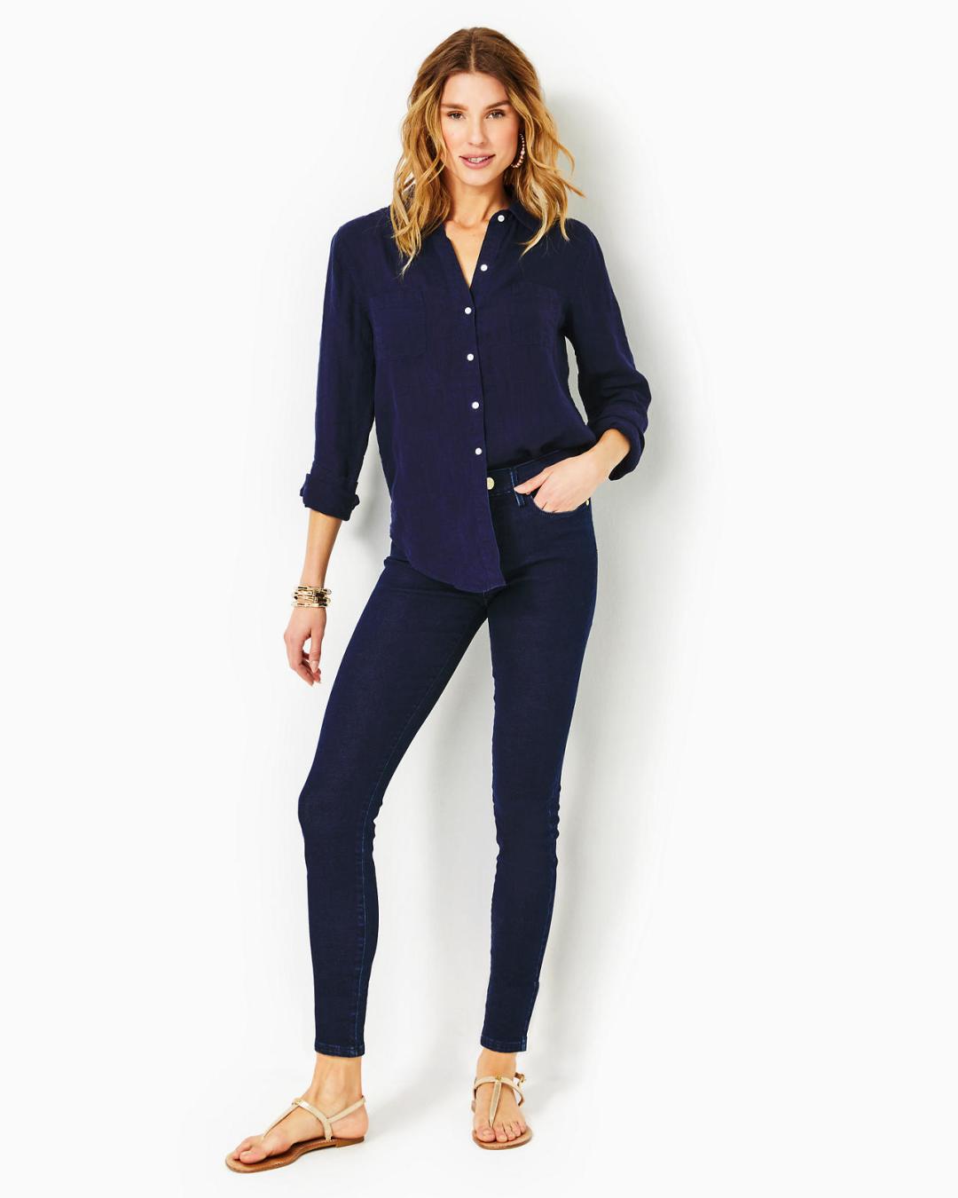 Sea View Button Down Top - True Navy