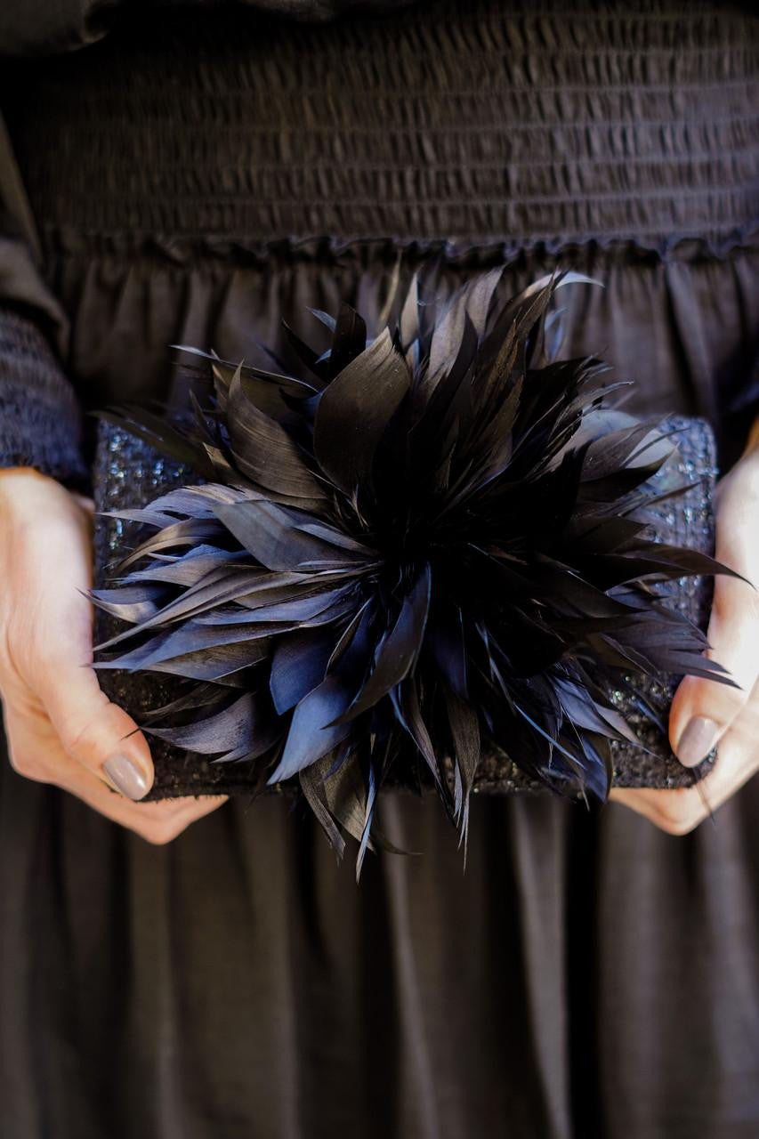 Coco Black | Feather Clutch