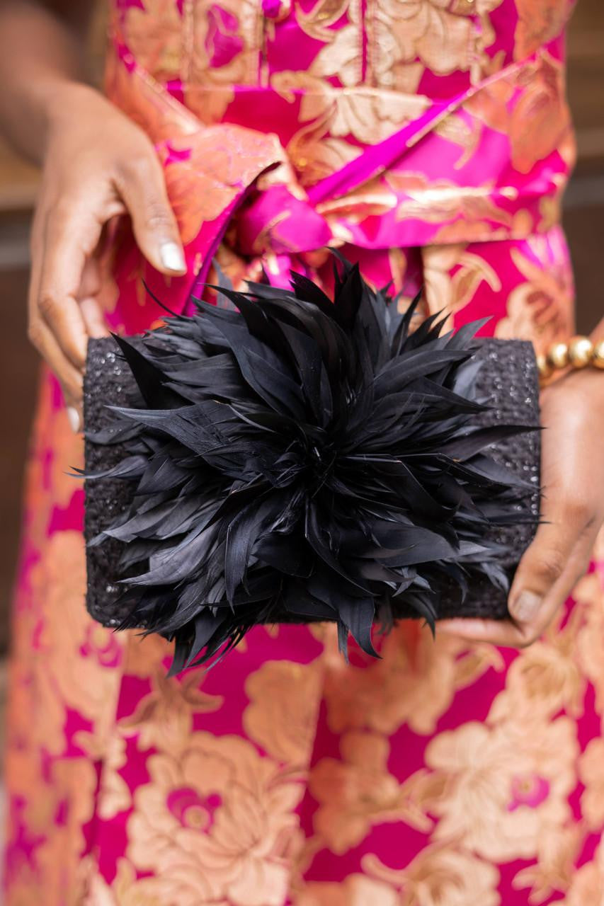 Coco Black | Feather Clutch