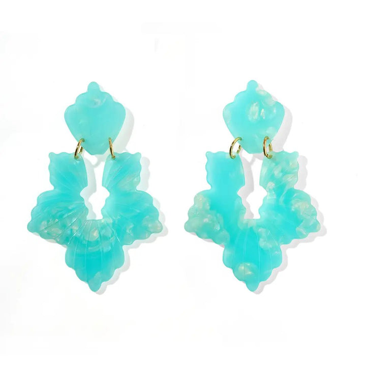 Michelle Statement Earrings - Blue Aqua