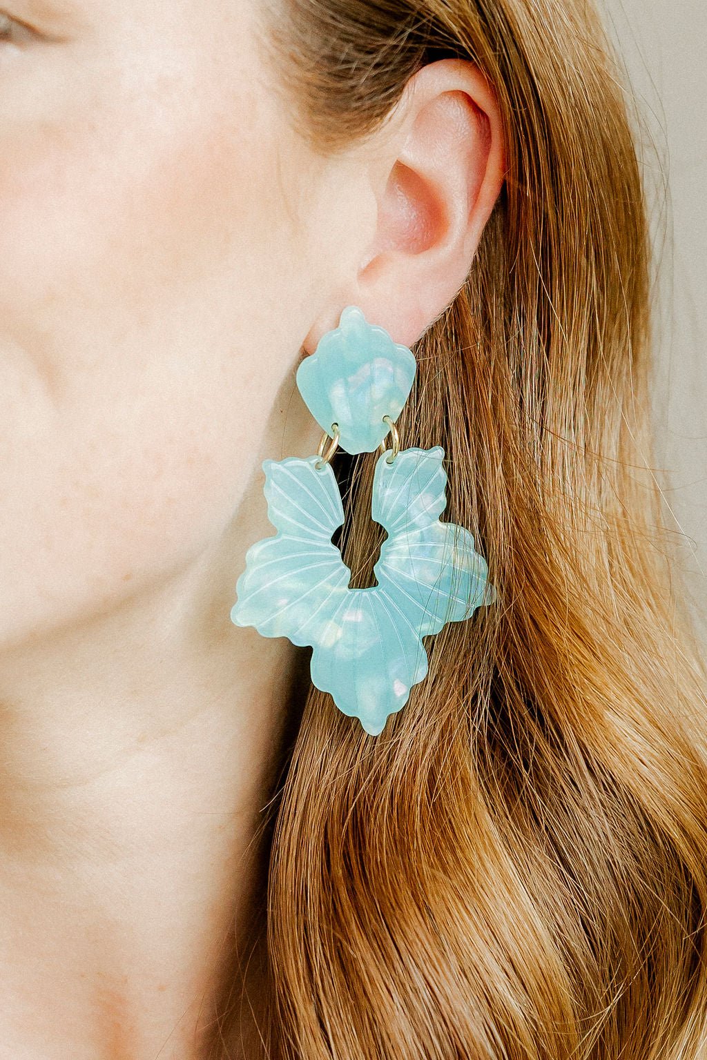 Michelle Statement Earrings - Blue Aqua